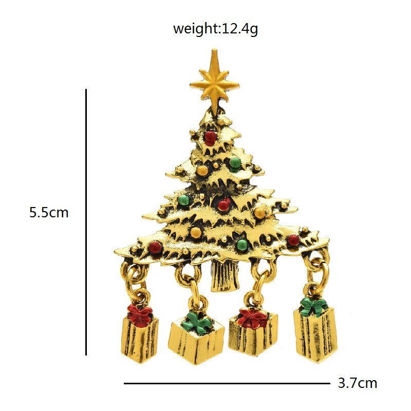 Wuli&baby Vintage broševi za božićno drvce za žene i muškarce Pokloni u 2 boje Kutija za drvce Novogodišnji broševi igle Pokloni