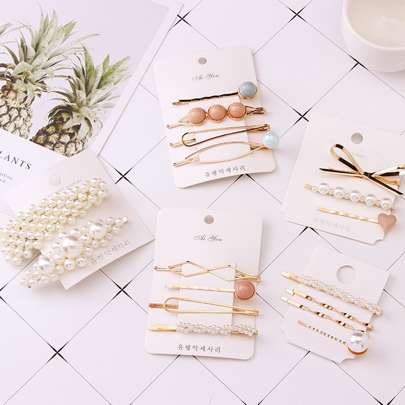 1 set modnih ženskih djevojaka Elegantne biserne kopče za kosu Slatka pokrivala za glavu Ukosnice Ukosnice Traka za glavu Dodaci za kosu Ukrasi za kosu