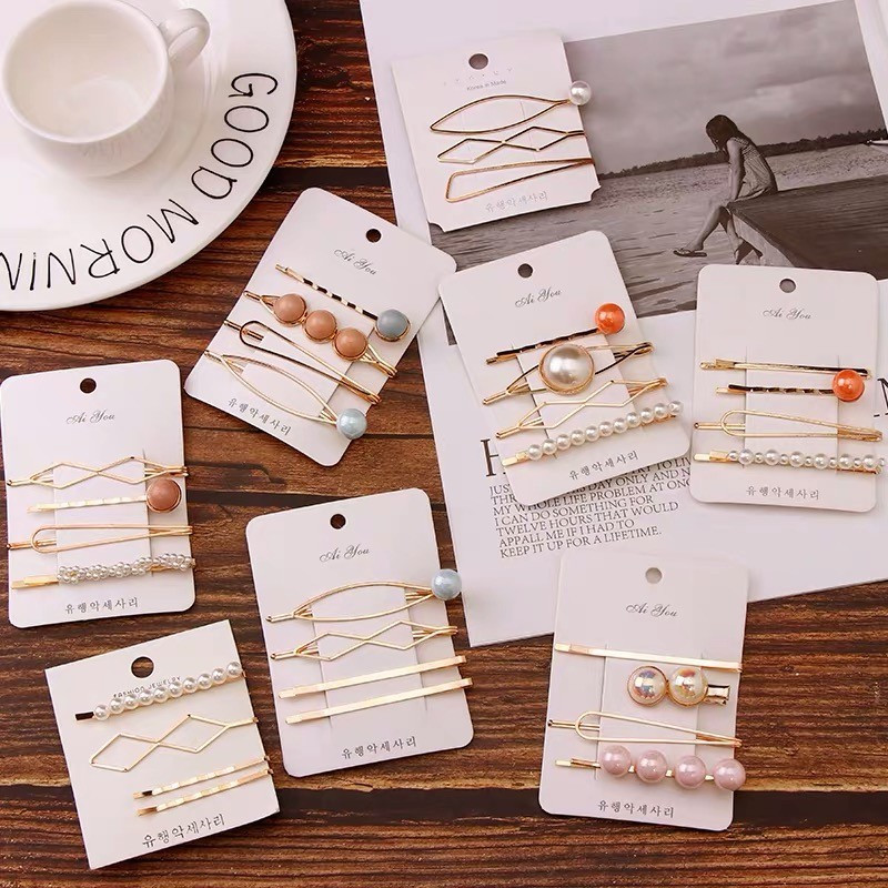 1 set modnih ženskih djevojaka Elegantne biserne kopče za kosu Slatka pokrivala za glavu Ukosnice Ukosnice Traka za glavu Dodaci za kosu Ukrasi za kosu