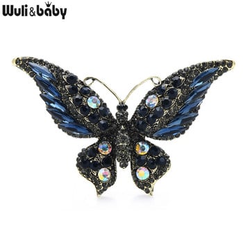 Wuli&baby Exaggerate Sparkling Cyrstal Butterfly καρφίτσες καρφίτσας για γυναίκες Μόδα κοσμήματα δώρο μεγάλου μεγέθους Badge καυτές καρφίτσες