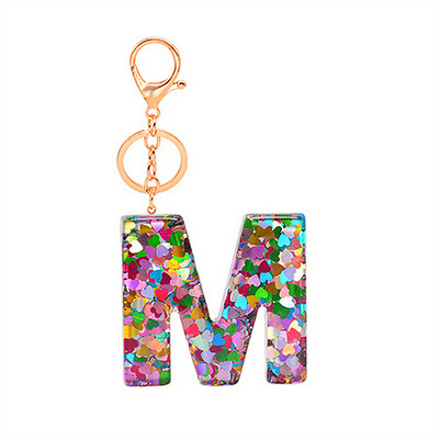 Novi privjesci za ključeve s 26 slova Šarena ljubavna srca, šljokice, privjesci za ključeve od smole, engleska abeceda, privjesak za ključeve, torbica, privjesci, dodaci, darovi