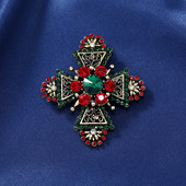 muylinda Broșă în cruce în stil baroc, broșă, metal, roșu, mare, cu strass, pentru femei, ace de epocă, pentru haine, bijuterii
