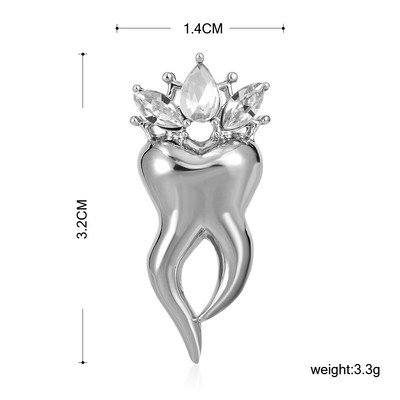 Blucome broš u obliku zuba sa krunom od kamenčića Corsage Pokloni za zubara Broševi za muškarce Žene Bedževi Ruksak Torba Šeširi Dodaci