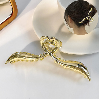 Agrafe cu gheare de păr din metal cu model S pentru femei Cleme de păr geometrice de epocă Bentita de crab de baie Agraf de păr Accesorii de păr pentru fete