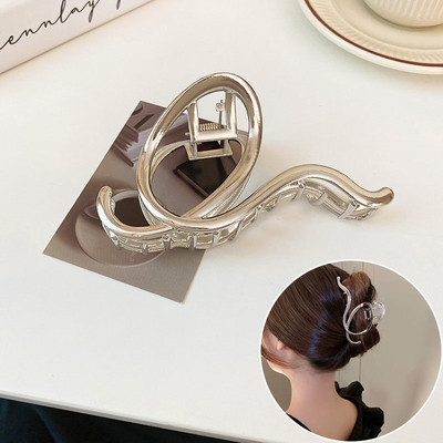 Agrafe cu gheare de păr din metal cu model S pentru femei Cleme de păr geometrice de epocă Bentita de crab de baie Agraf de păr Accesorii de păr pentru fete