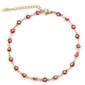 Глезен от неръждаема стомана Емайлирани кръгли глезени Evil Eye Гривни за жени Мъжки летни бижута Подаръци 23 см (9") дълги, 1 брой