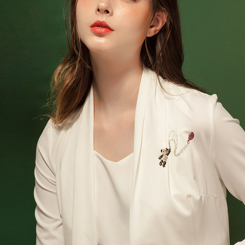 Broșă cu strasuri Morkopela Panda Broșe de cristal de modă pentru femei, ace de haine pentru costum, bijuterii, ace și broșe cadou