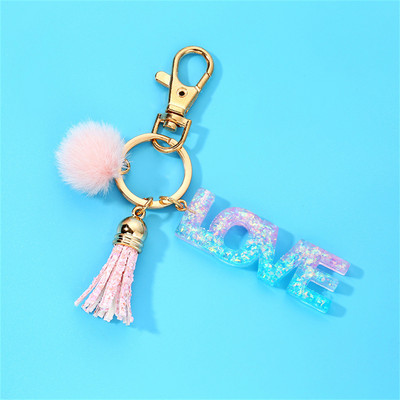 Breloc cu litere „dragoste” colorat, cu paiete, cadou iubitor pentru bărbați, femeie, geantă romantică, accesoriu pandantiv