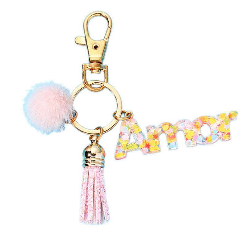 Breloc cu litere „dragoste” colorat, cu paiete, cadou iubitor pentru bărbați, femeie, geantă romantică, accesoriu pandantiv