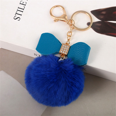 8 cm-es Fake Fox Rabbit Kulcstartó Pompon Bowknot Kulcstartó Strasszkő kulcstartó Női Táska Kiegészítők Puha Plüss Bűbáj