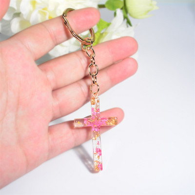 Creative Cross Kulcstartók Charms Gyantával kitöltő szárított virágok Kulcstartó nőknek Emléktárgyak Ajándék autós kulcstartó tartozékok