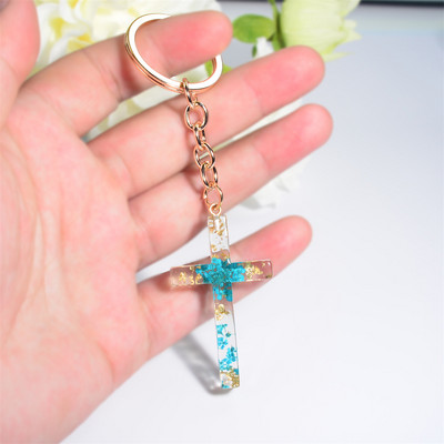 Creative Cross Kulcstartók Charms Gyantával kitöltő szárított virágok Kulcstartó nőknek Emléktárgyak Ajándék autós kulcstartó tartozékok