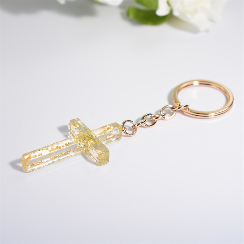 Creative Cross Kulcstartók Charms Gyantával kitöltő szárított virágok Kulcstartó nőknek Emléktárgyak Ajándék autós kulcstartó tartozékok