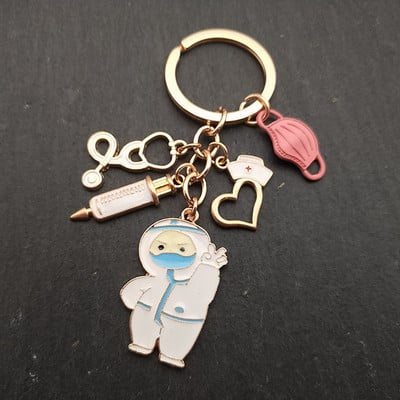 1 kom. Liječnik Medicinski alat Stetoskop Štrcaljka Maska za lice Privjesak za ključeve Medicinska sestra Medicinski poklon Privjesak za ključeve Suvenir