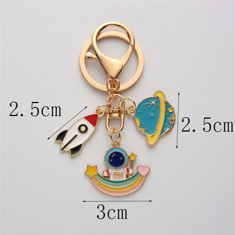 Breloc metalic Spaceman, astronaut din desene animate creative, lanțuri de chei cu stea pentru copii, fani ai spațiului, suveniruri, brelocuri pentru pungă