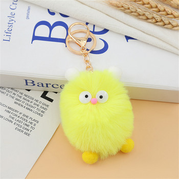 Candy Color Big Eye Animal Pom Pom Keyring for Women Παιδικά μπρελόκ αυτοκινήτου Σακίδιο πλάτης Διακοσμημένο χαριτωμένο Mini Elf Monster βελούδινο μπρελόκ