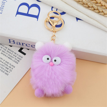 Candy Color Big Eye Animal Pom Pom Keyring for Women Παιδικά μπρελόκ αυτοκινήτου Σακίδιο πλάτης Διακοσμημένο χαριτωμένο Mini Elf Monster βελούδινο μπρελόκ