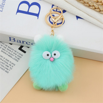 Candy Color Big Eye Animal Pom Pom Keyring for Women Παιδικά μπρελόκ αυτοκινήτου Σακίδιο πλάτης Διακοσμημένο χαριτωμένο Mini Elf Monster βελούδινο μπρελόκ