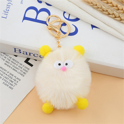 Candy Color Big Eye Animal Pom Pom Kulcstartó Női Gyerekek Autós Kulcstartók Hátizsák Díszített Aranyos Mini Elf Monster plüss kulcstartó