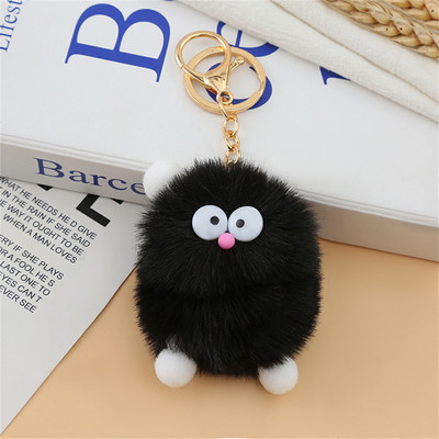 Candy Color Big Eye Animal Pom Pom Kulcstartó Női Gyerekek Autós Kulcstartók Hátizsák Díszített Aranyos Mini Elf Monster plüss kulcstartó