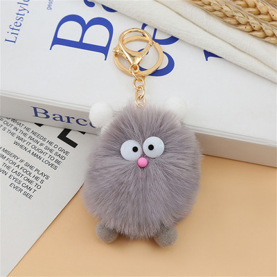 Candy Color Big Eye Animal Pom Pom Kulcstartó Női Gyerekek Autós Kulcstartók Hátizsák Díszített Aranyos Mini Elf Monster plüss kulcstartó