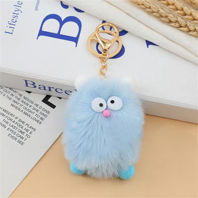 Candy Color Big Eye Animal Pom Pom Kulcstartó Női Gyerekek Autós Kulcstartók Hátizsák Díszített Aranyos Mini Elf Monster plüss kulcstartó