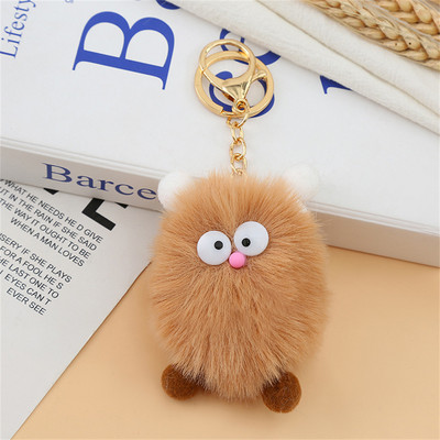 Candy Color Big Eye Animal Pom Pom Kulcstartó Női Gyerekek Autós Kulcstartók Hátizsák Díszített Aranyos Mini Elf Monster plüss kulcstartó