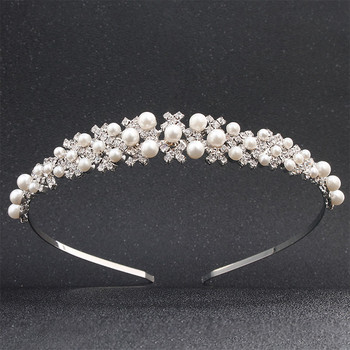 Μόδα Princess Rhine Stone Tiara Bridal Prom Κορίτσι Κομψές κορδέλες μαργαριταρένιου κρυστάλλου Νυφικά κοσμήματα κεφαλόδεσμος δώρο