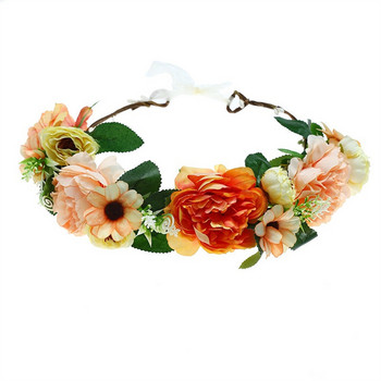 Νέα νυφική κόμμωση Bohemian Flower Crowns Beach Hawaii Floral Garland Ρομαντικά στέφανα γάμου με ψεύτικο τριαντάφυλλο New Flower Headband