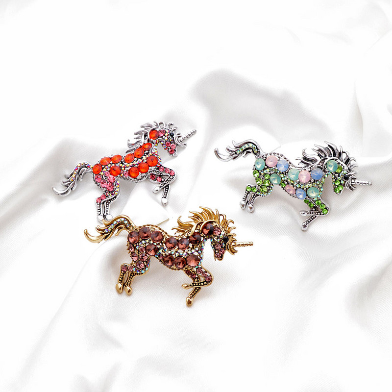 CINDY XIANG 7 culori alege broșe de cal cu strasuri pentru femei unicorn pin bijuterii de modă animale haină vintage