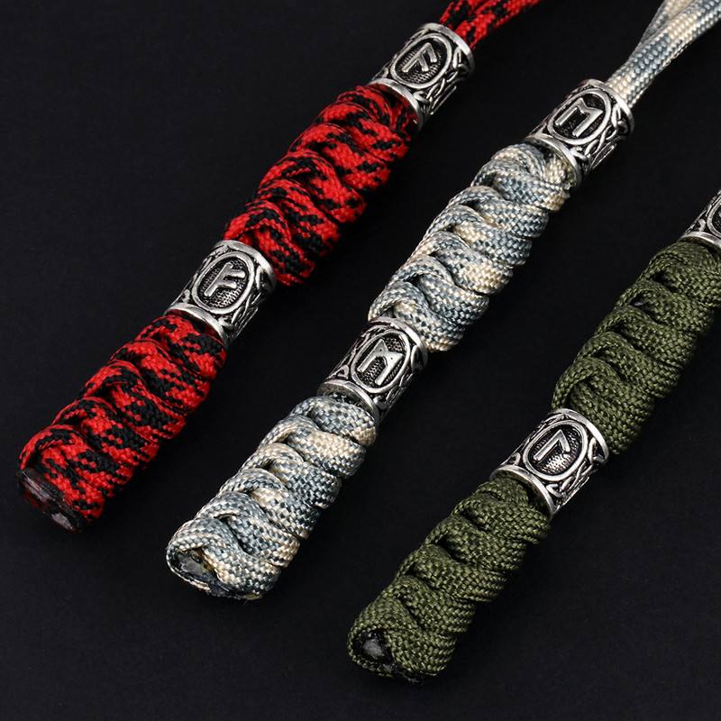 Charms Viking Rune Bead Kiegészítők Kulcstartó kültéri túlélő készlet Ejtőernyős zsinór kulcstartó Lucky Jewelry Autós Kulcs Kés Zsinórok