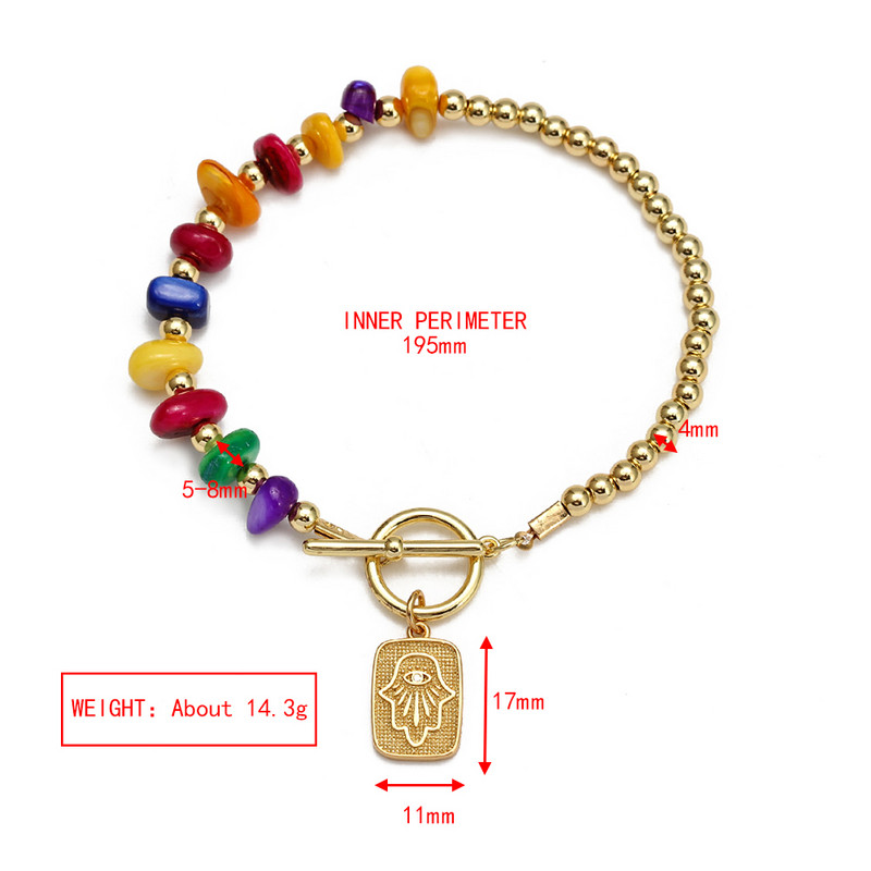 Brățară cu mărgele de piatră naturală neregulată cu ochi norocos, cu inimă de cupru, mâna Fatima, brățară turcească cu farmec cu ochi rău pentru femei, fete, BE845