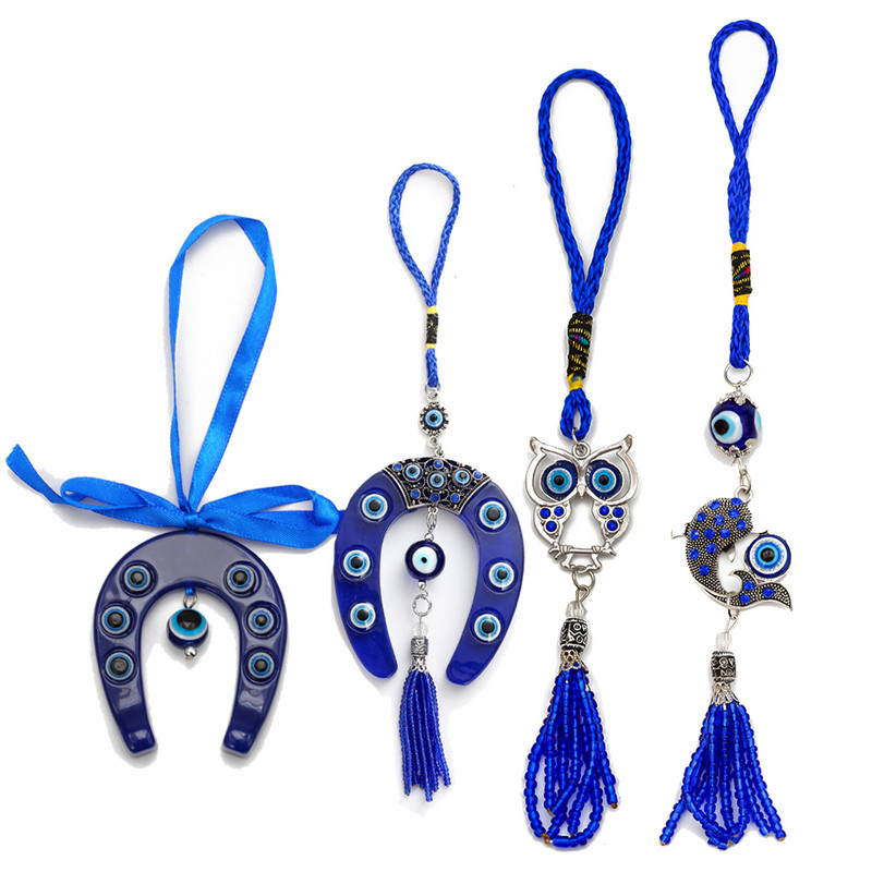 EVIL EYE aliaj Fatima mână bufniță fluture sticlă albastru turcesc Evil Eye pandantiv pentru agățat perete decor pentru casă living mașină
