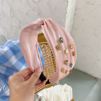 Banda de păr pentru femei la modă nouă Bandă laterală lată Turban cu noduri încrucișate Articole pentru cap clasice cu dungi Accesorii pentru păr pentru fete Livrare picătură