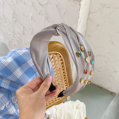 Banda de păr pentru femei la modă nouă Bandă laterală lată Turban cu noduri încrucișate Articole pentru cap clasice cu dungi Accesorii pentru păr pentru fete Livrare picătură