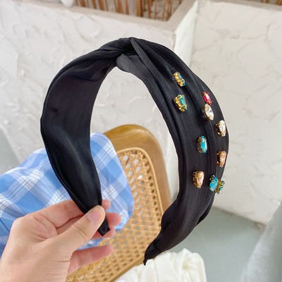 Banda de păr pentru femei la modă nouă Bandă laterală lată Turban cu noduri încrucișate Articole pentru cap clasice cu dungi Accesorii pentru păr pentru fete Livrare picătură