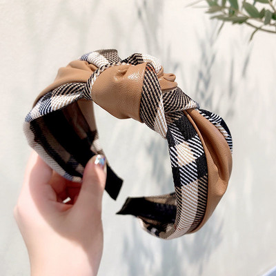 Banda de păr pentru femei la modă nouă Bandă laterală lată Turban cu noduri încrucișate Articole pentru cap clasice cu dungi Accesorii pentru păr pentru fete Livrare picătură