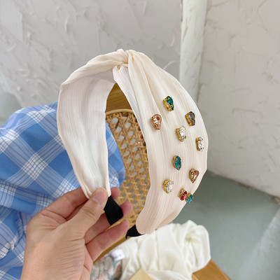 Banda de păr pentru femei la modă nouă Bandă laterală lată Turban cu noduri încrucișate Articole pentru cap clasice cu dungi Accesorii pentru păr pentru fete Livrare picătură