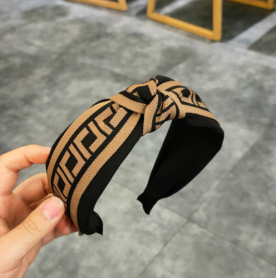 Banda de păr pentru femei la modă nouă Bandă laterală lată Turban cu noduri încrucișate Articole pentru cap clasice cu dungi Accesorii pentru păr pentru fete Livrare picătură