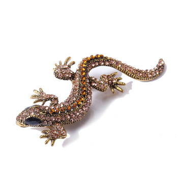 Morkopela Lizard Rhinestone Καρφίτσα Καρφίτσα Γυναικεία Geckos Ζώα καρφίτσες και καρφίτσες Ρούχα Κοσμήματα Vintage Μεταλλικό Μπλοκ