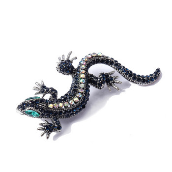 Morkopela Lizard Rhinestone Καρφίτσα Καρφίτσα Γυναικεία Geckos Ζώα καρφίτσες και καρφίτσες Ρούχα Κοσμήματα Vintage Μεταλλικό Μπλοκ