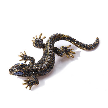 Morkopela Lizard Rhinestone Καρφίτσα Καρφίτσα Γυναικεία Geckos Ζώα καρφίτσες και καρφίτσες Ρούχα Κοσμήματα Vintage Μεταλλικό Μπλοκ