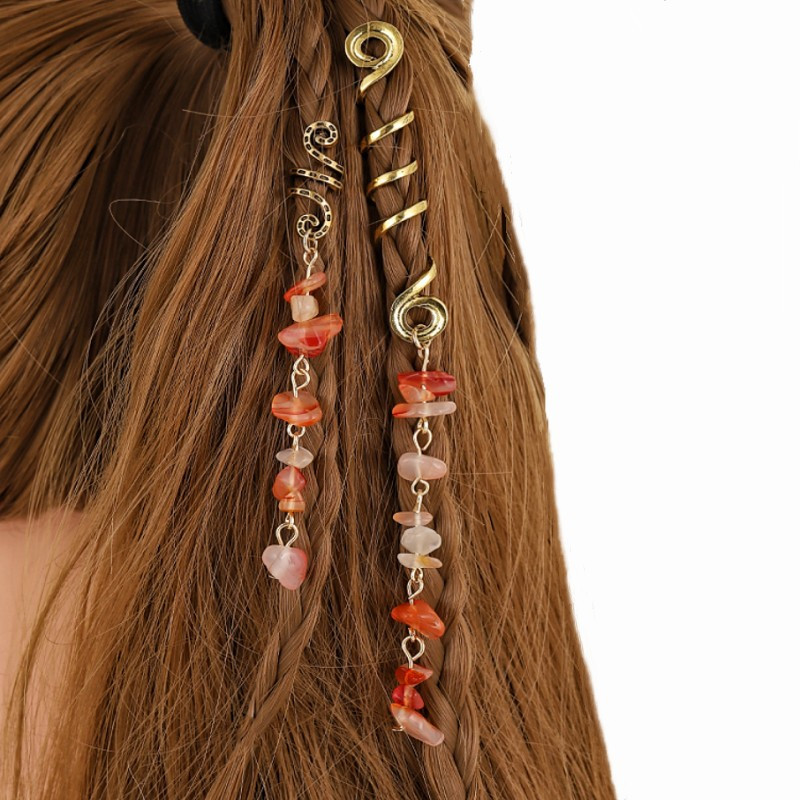 Bijuterii de păr cu pandantiv din piatră naturală colorată, pentru împletituri, accesorii pentru dreadlock de cristal, brelocuri pentru păr, accesorii pentru cap pentru femei, dreadlock