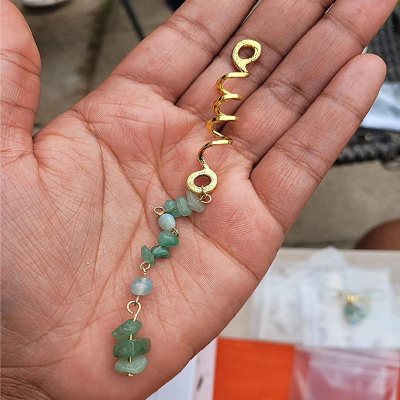 Bijuterii de păr cu pandantiv din piatră naturală colorată, pentru împletituri, accesorii pentru dreadlock de cristal, brelocuri pentru păr, accesorii pentru cap pentru femei, dreadlock