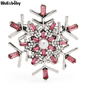 Καρφίτσες Wuli&baby Classic Rhinestone Snowflake για Γυναικείες Unisex Πράσινο Ροζ Λουλούδι Δώρα Δώρα με καρφίτσα με καρφίτσα