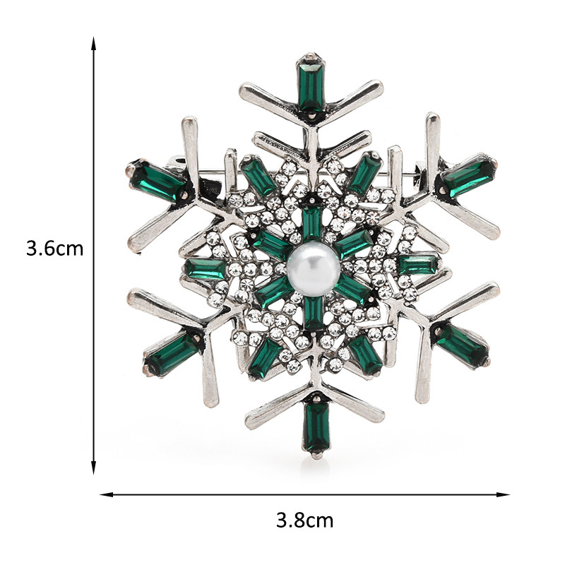 Wuli&baby Broșe clasice cu strasuri, fulgi de nea, pentru femei, unisex, verde, roz, pentru petrecere, broșă casual, cadouri