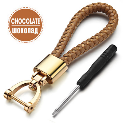 Ručno tkani kožni privjesak za ključeve Odvojivi metalni 360 stupnjeva rotirajući potkova kopča Pleteni moto privjesak za ključeve za muškarce Poklon K394