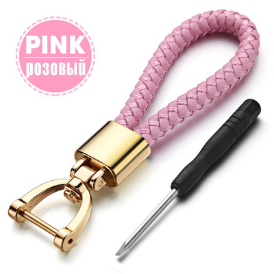 Ručno tkani kožni privjesak za ključeve Odvojivi metalni 360 stupnjeva rotirajući potkova kopča Pleteni moto privjesak za ključeve za muškarce Poklon K394