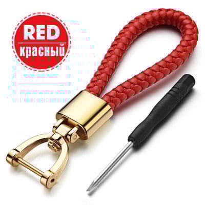 Ručno tkani kožni privjesak za ključeve Odvojivi metalni 360 stupnjeva rotirajući potkova kopča Pleteni moto privjesak za ključeve za muškarce Poklon K394