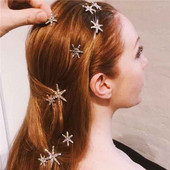 Agrafă de păr cu strasuri pentru petrecere de modă în Coreea. Agrafă de păr în formă de stea strălucitoare, în formă de fulg de zăpadă. Accesorii pentru păr pentru femei.